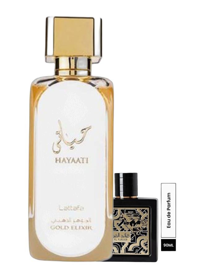 Lattafa Hayaati Gold Elixir EDP 100ml & Qaed Al Fursan EDP 90ml Bundle - Image 1