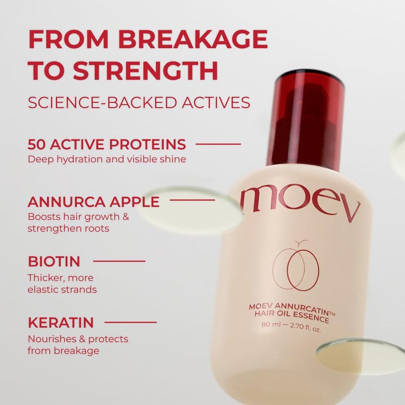 MOEV ANNURCATIN Hair Oil Essence | Korean Apple Hair Care Perfumed Serum | Heat Protect & Anti-Frizz | Nourishing Apple Seed Oil for Dry, Frizzy, Damaged Hair 2.7 fl.oz - Image 5