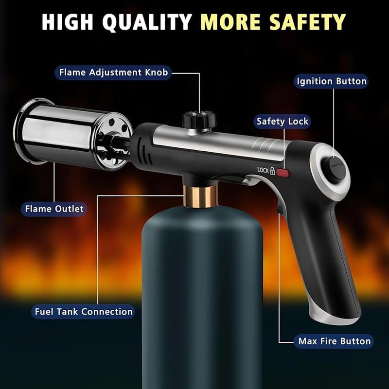 Propane Torch Gun Adjustable Flame Safety Lock High Heat For BBQ Grilling Cooking DIY 1 Pack - Image 4