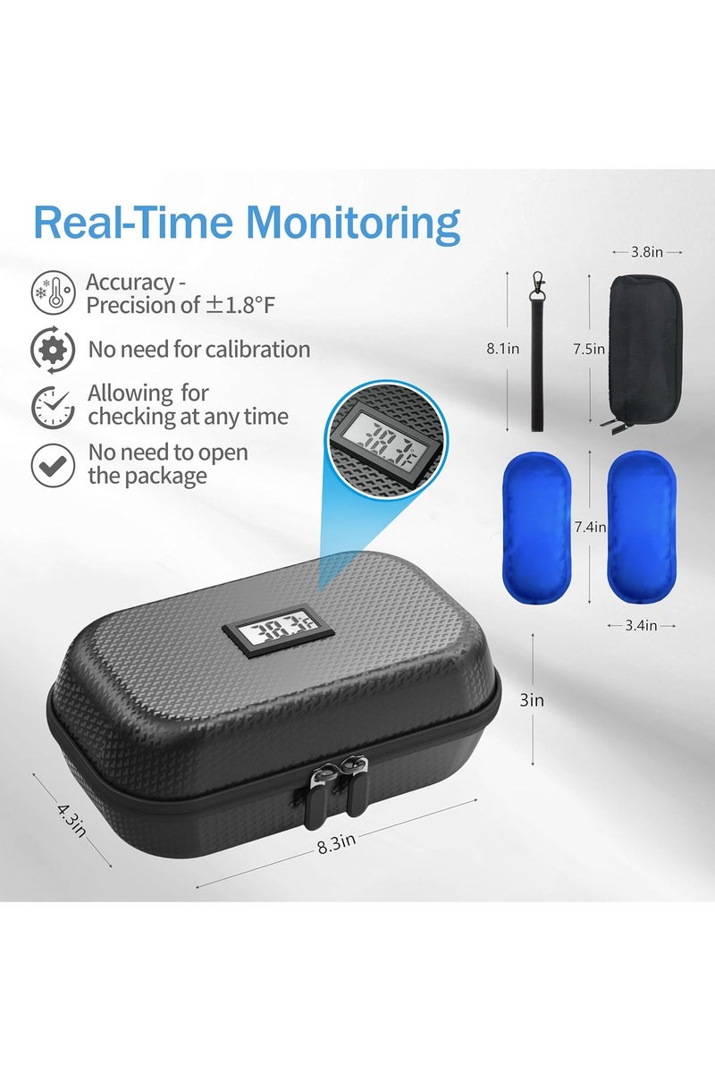 Arabest حافظة الأنسولين 24 ساعة - حقيبة طبية مبردة مع شاشة عرض درجة الحرارة، حقيبة سفر لمرضى السكري مع حزام للمعصم و 2 حزمة ثلج قابلة لإعادة الاستخدام - Image 5
