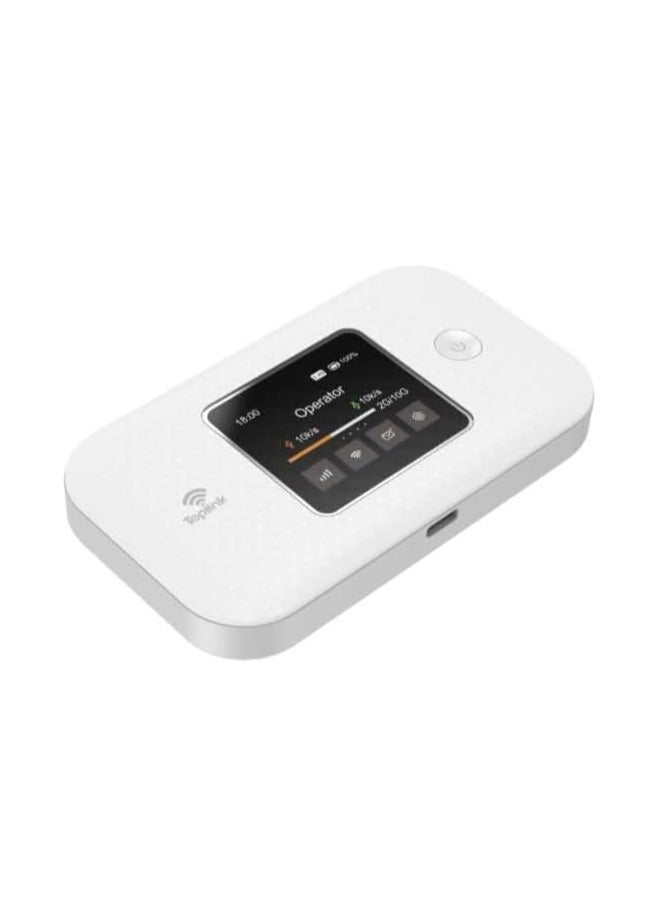 TOPLINK MR57 Ultra 4G Pocket Mobile Wi-Fi Router – Portable LTE Cat4 Wireless Hotspot with 4600mAh Battery – Supports Up to 12 Users Simultaneously – Fast 300Mbps Internet Speeds – Compact White Design – Ideal for Travel, Home, and Office Connectivity Anywhere - Image 2