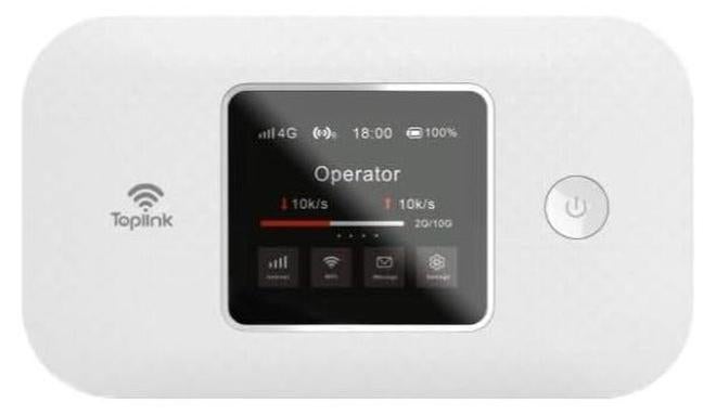 TOPLINK MR57 Ultra 4G Pocket Mobile Wi-Fi Router – Portable LTE Cat4 Wireless Hotspot with 4600mAh Battery – Supports Up to 12 Users Simultaneously – Fast 300Mbps Internet Speeds – Compact White Design – Ideal for Travel, Home, and Office Connectivity Anywhere - Image 1