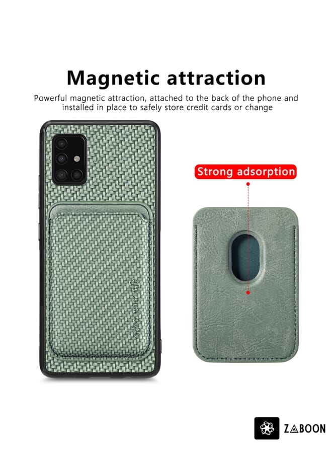 Zaboon Protective Case For Samsung Galaxy A51 5G Carbon Fiber Leather Card Magsafe Magnetic - Image 4