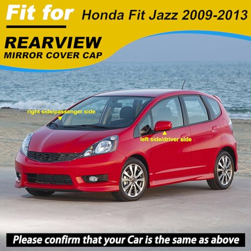 Goholy Car Door Side Rearview Mirror Cover Compatible with Honda Fit Jazz 2009 2010 2011 2012 2013 Housing Rearview Mirror Protective Cover Black Left Side - Image 3
