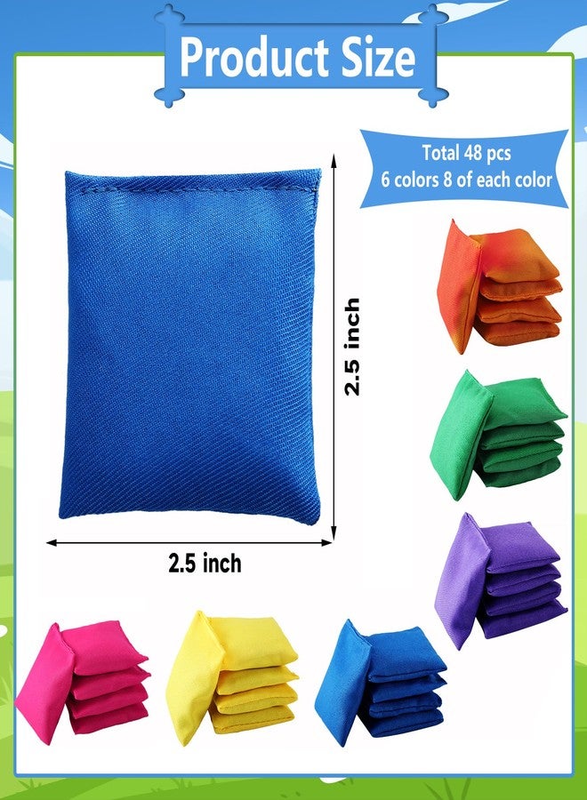 Bgtecho 48 Pcs Mini Bean Bags, Colorful Nylon Cornhole Bean Bags for Tossing, Small Beanbag, Tossing Beanbags for Outdoor Hand Toss Games Carnival Party Supply, 2.5 x 2.5 Inch, 6 Colors - Image 2