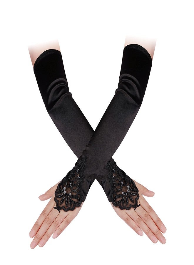 Cizoe 1920s Flapper Gatsby Costume Accessories Set 20s Flapper Headband Vintage Pearl Necklace Gloves(111K) - Image 4