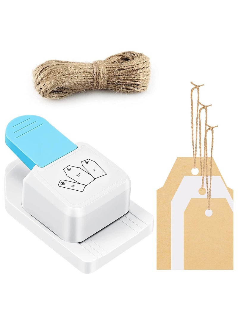 SYOSI Craft Tag Punch Gift Tag Paper Punch Small Hole Punch 3 in 1 for Tags Scrapbooking Supplies 1.5/2/ 2.5 Inches Craft Puncher with Rope for Paper Crafting Scrapbooking Cards DIY Arts Square Style - Image 1