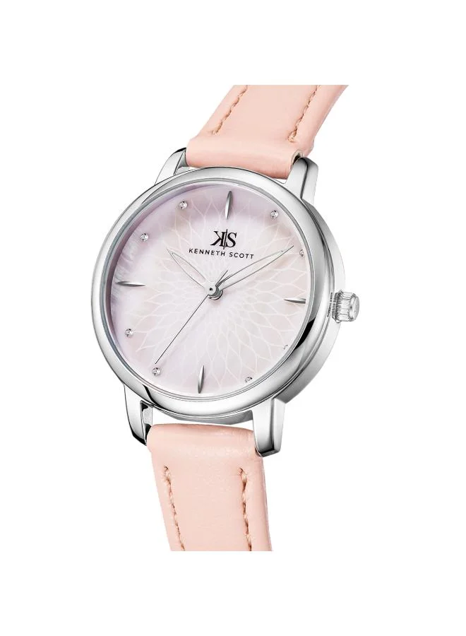 KENNETH SCOTT Kenneth Scott K22524-SLPMP Women's Analog Display Watch & Polyurethane Strap Silver