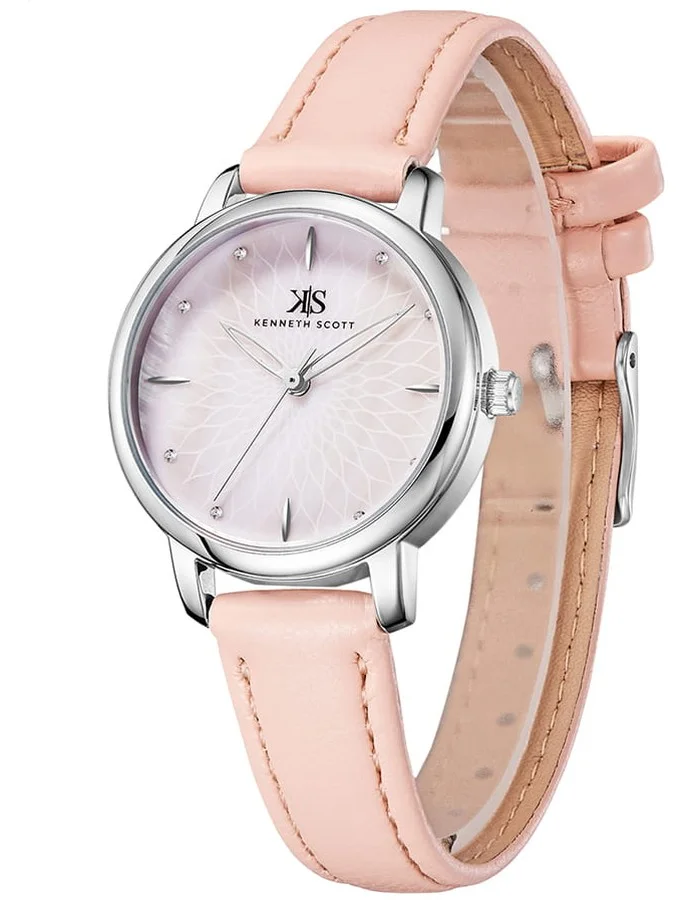 KENNETH SCOTT Kenneth Scott K22524-SLPMP Women's Analog Display Watch & Polyurethane Strap Silver