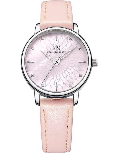 KENNETH SCOTT Kenneth Scott K22524-SLPMP Women's Analog Display Watch & Polyurethane Strap Silver