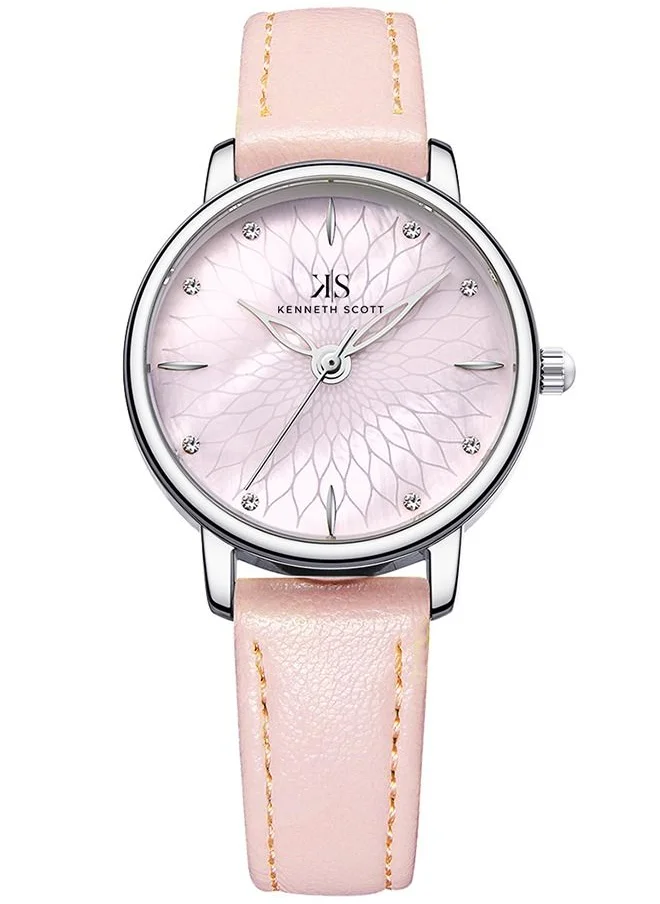 كينيث سكوت Kenneth Scott Women's Pink Dial Analog Watch - K22524-SLPMP