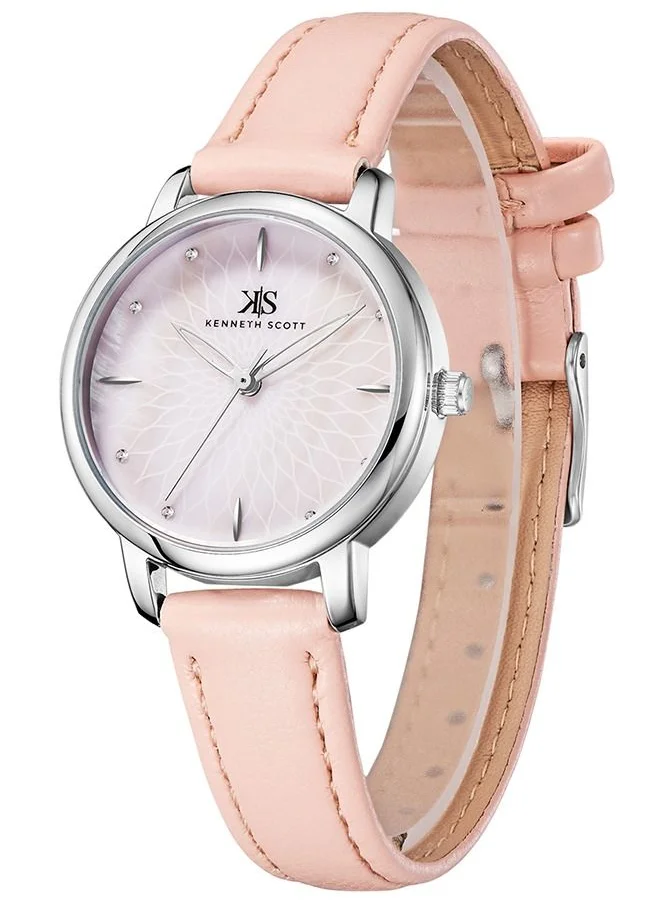 كينيث سكوت Kenneth Scott Women's Pink Dial Analog Watch - K22524-SLPMP