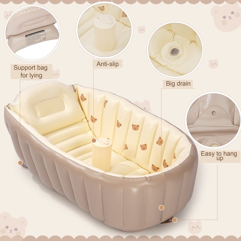 MINK Inflatable Bathtub for Toddlers - Portable Baby Tub with Built-in Air Pump - Collapsible Design for Easy Storage - Perfect for Newborns to Infants - Image 2