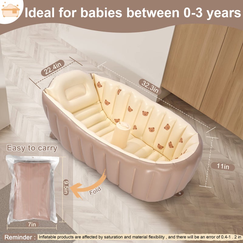 MINK Inflatable Bathtub for Toddlers - Portable Baby Tub with Built-in Air Pump - Collapsible Design for Easy Storage - Perfect for Newborns to Infants - Image 5