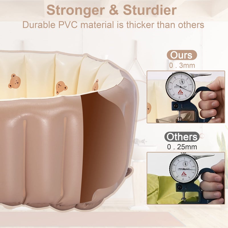 MINK Inflatable Bathtub for Toddlers - Portable Baby Tub with Built-in Air Pump - Collapsible Design for Easy Storage - Perfect for Newborns to Infants - Image 3