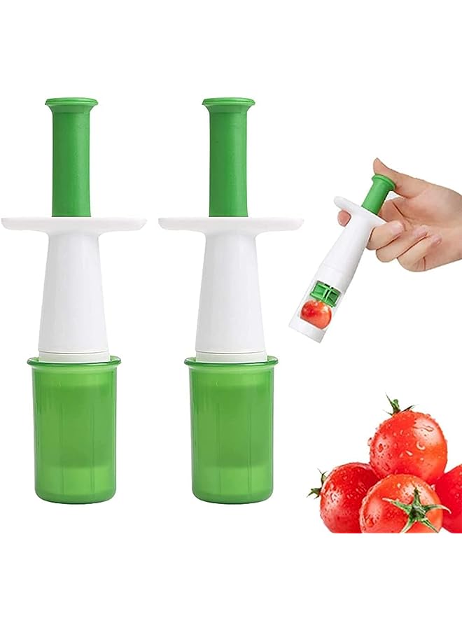 SYOSI Cutter, Tomato Cutter Fruit Vegetable Slicer, 2Pcs Creative Kitchen Cut Gadget Tools, Grape Slicer Kitchen Gadget Grape Peeler Cherry Tomato Slicer - Image 1
