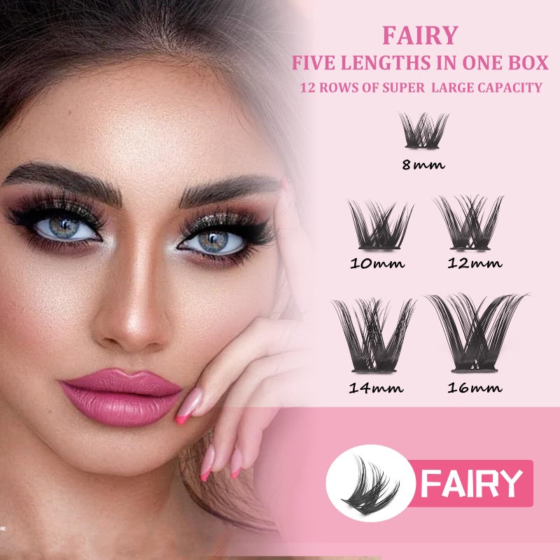 ISOOLU Fairy Lash Clusters Manga Individual Lashes C Curl Wispy Eyelash Clusters WideSpan Eyelash Extension Kit with Lash Bond and Seal Wet-Look Spiky Cluster Lashes (Cutey 240PCS) - Image 3