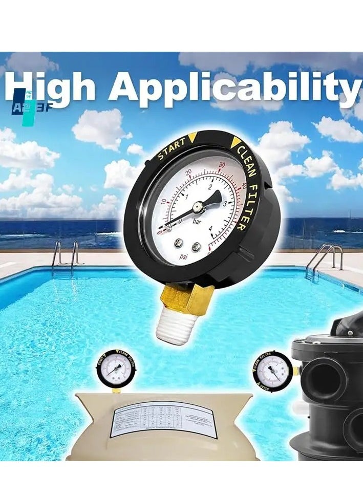 Generic 0-60 PSI Mini Pressure Gauge Pool Spa Filter Water Pressure NPT BSP Sand Pressure Gauge Measuring ZG 0-60PSI Cylinder I3G2  - Image 2