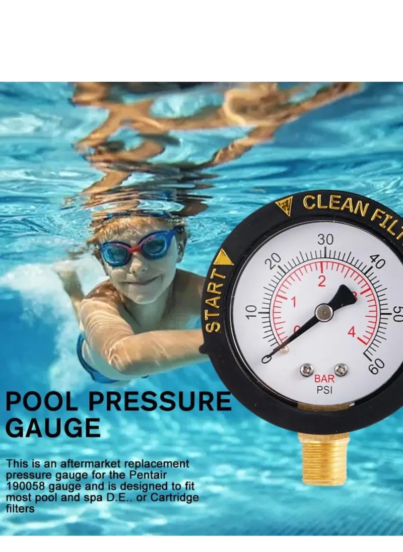 Generic 0-60 PSI Mini Pressure Gauge Pool Spa Filter Water Pressure NPT BSP Sand Pressure Gauge Measuring ZG 0-60PSI Cylinder I3G2  - Image 4