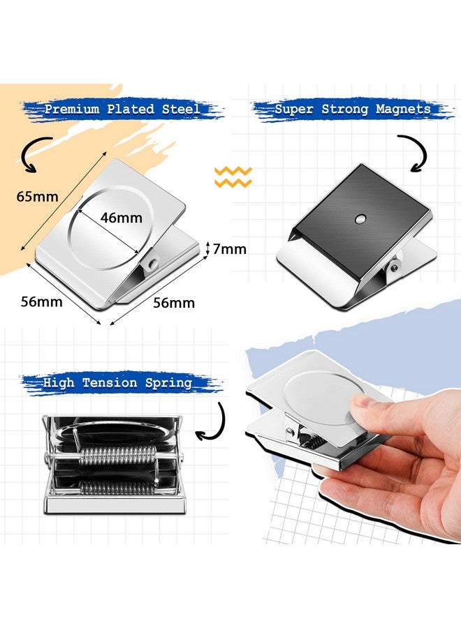 Grtard Grtard 6 Pack Extra Large Magnetic Clips Heavy Duty, Stainless Steel Meta Magnet Clips for Fridge, Magnets with Clips, Strong Fridge Magnets for Locker, Whiteboard, Photo Display to-do List - Image 2