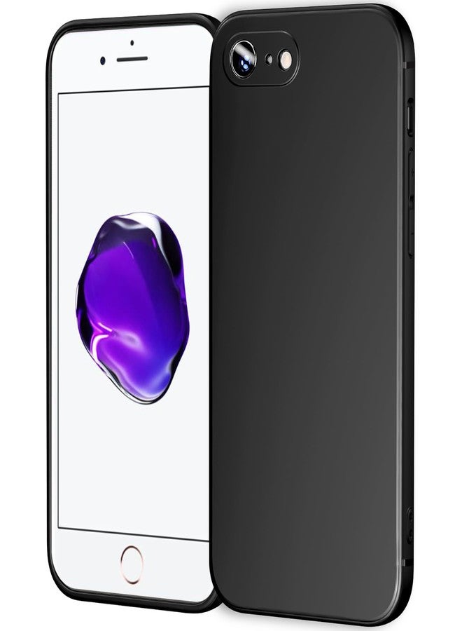 TENOC Phone Case Compatible for iPhone SE3 2022 / SE2 2020 / iPhone 8 / iPhone 7 4.7 Inch, Slim Fit Cases Soft TPU Bumper Protective Cover, Black - Image 1
