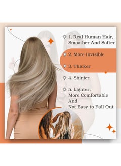 Full Shine Tape In Real Hair Extensions 18 Inch Color 3 Fading To 8 Highlighted 22 Blonde Balayage Seamless Tape In Extensions Human Hair 50 Grams Per Package Tape In Hair 20Pcs For Wedding  - Image 5