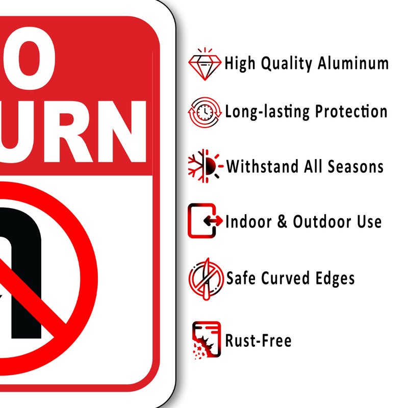 Work House Signs No U-Turn Allowed Aluminum Composite Outdoor Sign - Street, Road, Traffic, Property Posted, No Turnaround Private Driveway, One Way - 8.5" X 10" - Image 2