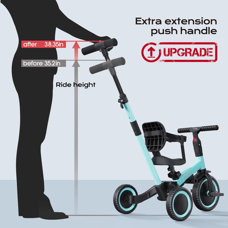 newyoo Tricycles for 13 Year Olds Toddler Bike Birthday Gift and Toy for Boys and Girls Toddler Tricycle with Parent Push Handle Trike with Backrest and Safety Belt Blue TR007 - Image 3