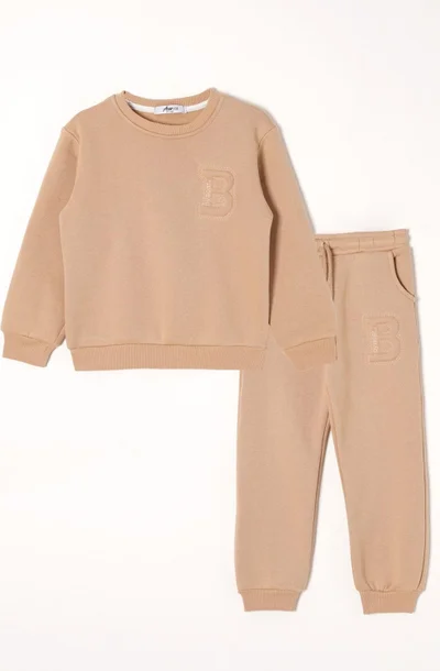 زيبكيدز B Printed Mink Color Boy Tracksuit