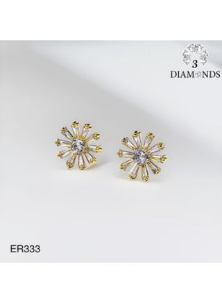 حلق ستد انفجار مطلي ذهب بفصوص Zircon لامعة