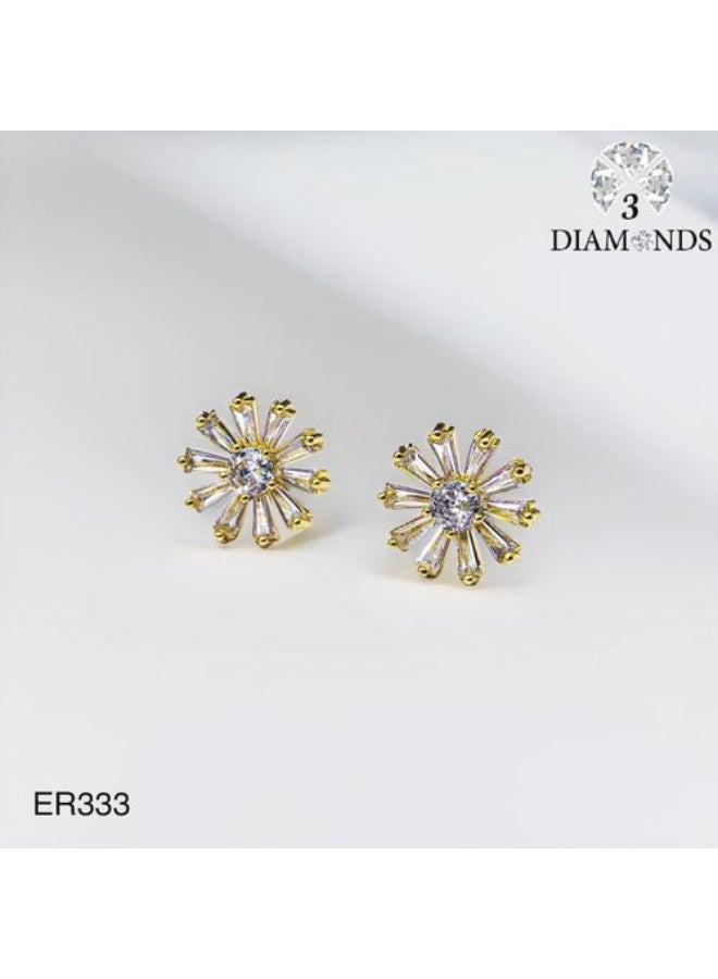 حلق ستد انفجار مطلي ذهب بفصوص Zircon لامعة