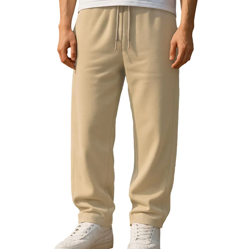 نوبيرو Men's Beige Joggers with Drawstring