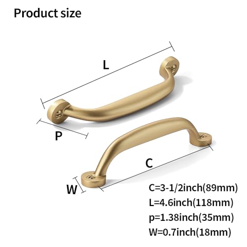 CABDM 10 Pack 312 inch Hole Center Brushed Gold Cabinet Pulls Heavy Duty Solid Drawer Matte Gold Hardware Handles Kitchen Vanity Bathroom Handles - Image 3