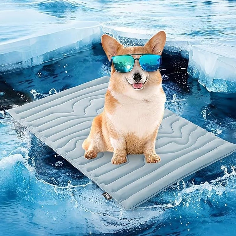 Peiiwdc Revertible Refrigerating Pad Organisms Constant Use Soft Frosty Fabric Not Slip Bottom Dog Puss Bed Inside Safe Substance Travel Gentle Mat - Image 4