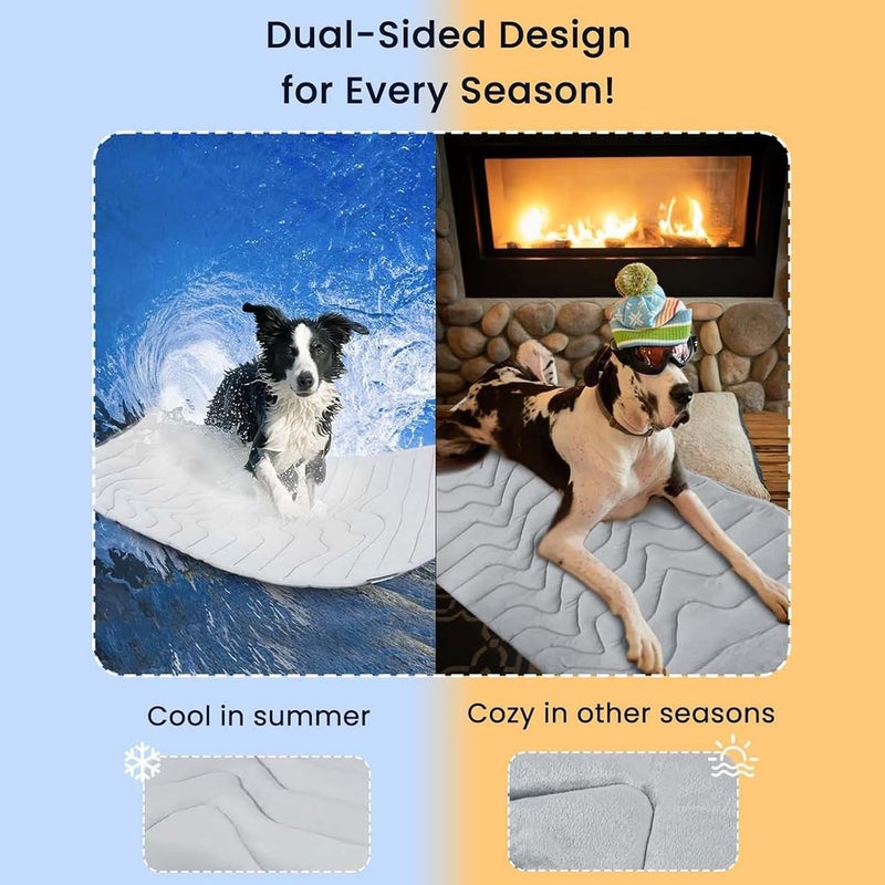 Peiiwdc Revertible Refrigerating Pad Organisms Constant Use Soft Frosty Fabric Not Slip Bottom Dog Puss Bed Inside Safe Substance Travel Gentle Mat - Image 2