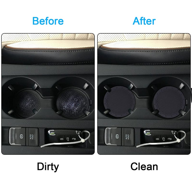 Wisdompro Car Coasters, Wisdompro 4 Pack PVC Car Cup Holder Insert Coaster - Anti Slip Vehicle Interior Accessories Cup Mats for Women(Diameter 3", Black) - Image 5