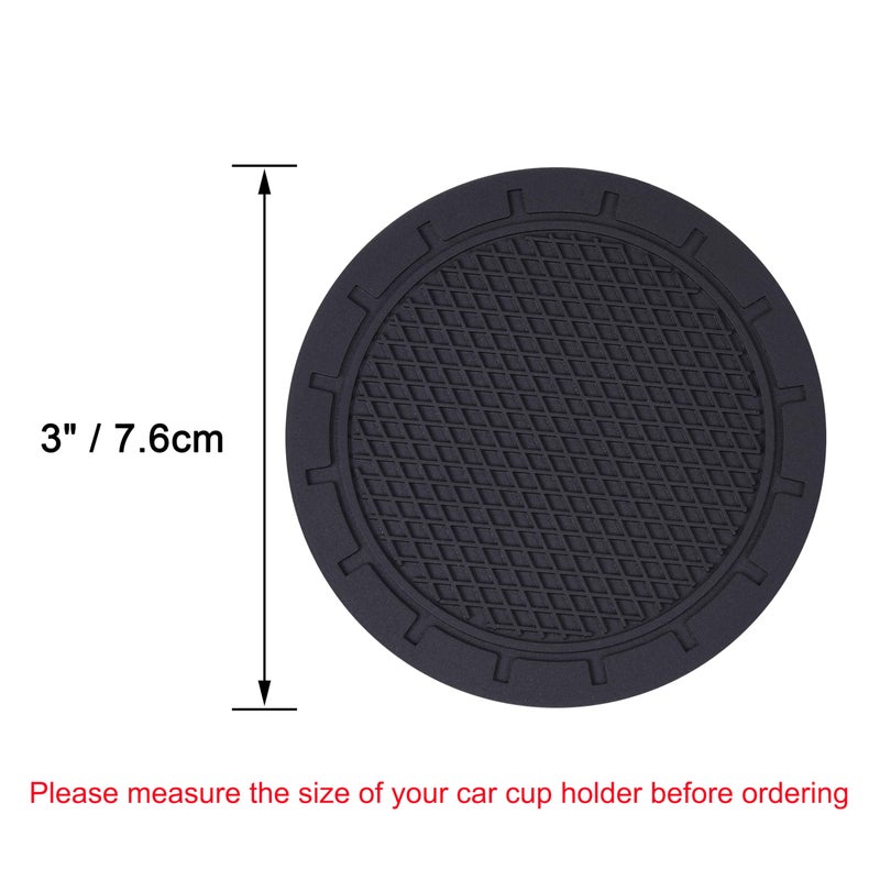 Wisdompro Car Coasters, Wisdompro 4 Pack PVC Car Cup Holder Insert Coaster - Anti Slip Vehicle Interior Accessories Cup Mats for Women(Diameter 3", Black) - Image 2