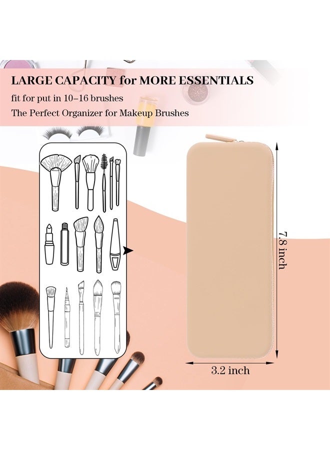 Sakolla Travel Makeup Brush Holder, Silicone Makeup Brush Bag with Zipper Closure, Makeup Brushes Organizer Case Washable Makeup Pouch Holder Case for Daily, Work, Essentials Khaki - Image 3