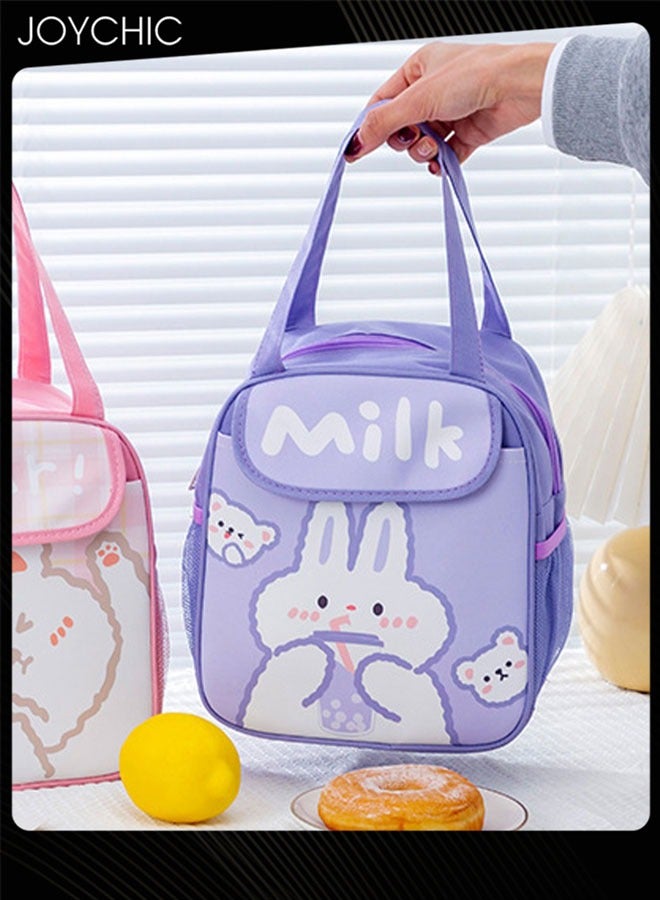 Cartoon Large Capacity Thermal Bento Bag Leakproof Flap Closure Zipper Lunch Bag for School Travel Outdoor Picnic