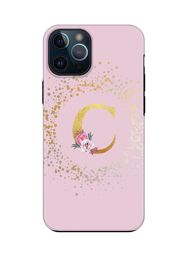 Stylizedd Monogram Tough Series for Apple iPhone 12 Pro Max Custom Initials Floral Pattern Tough Pro Dual Layer hybrid PC inner TPU protection Alphabet- C (Pink) - Image 1