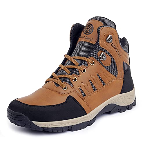 Bacca Bucci Men's Hunter 6 inches Hiking/Snow Boots for Men for Outdoor Trekking - Non Slip, Water Proof, Anti-Fatigue, Comfortable & Light Weight- Brown, Size UK8 - Image 1