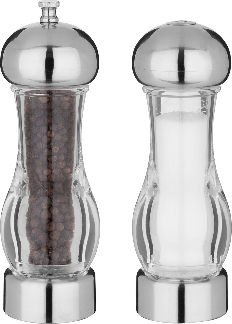 Trudeau Stainless Steel OneHand Thumb Salt Pepper Mill Set