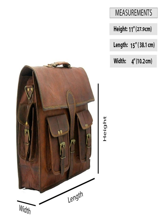 Madosh Men's Genuine Leather Laptop Side Shoulder Messenger Office Crossbody Briefcase Brown Bag - Image 5
