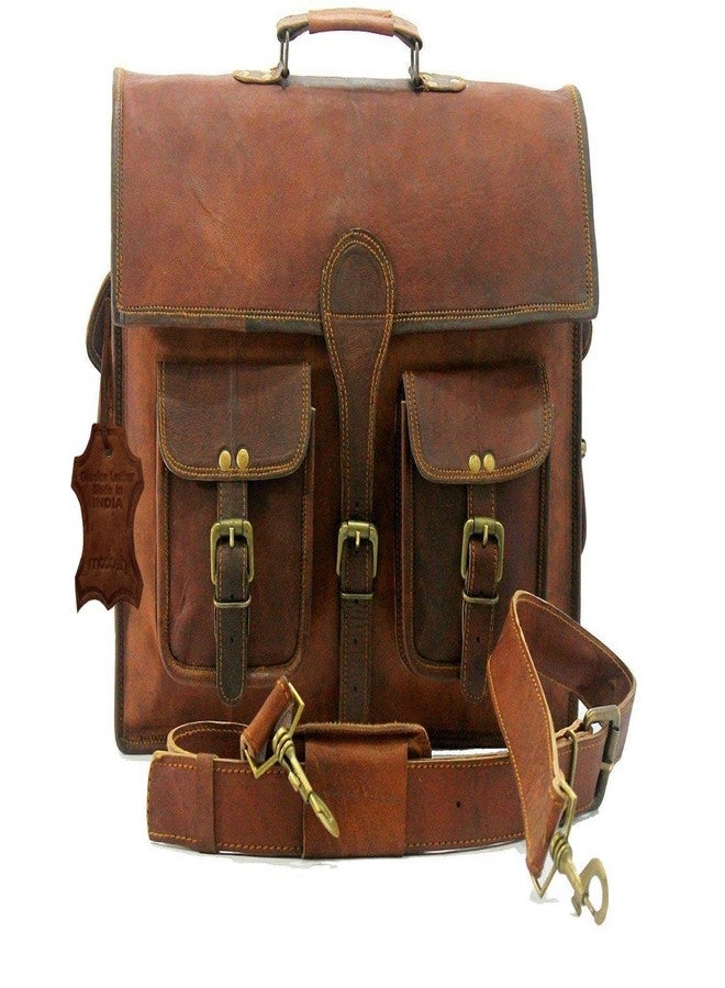 Madosh Men's Genuine Leather Laptop Side Shoulder Messenger Office Crossbody Briefcase Brown Bag - Image 1