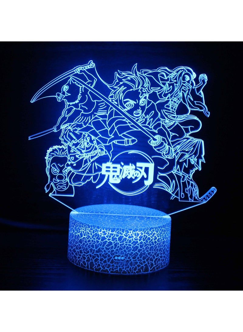 الرسوم المتحركة سلسلة 3D ضوء الليل النمذجة مصباح LED البصرية ستيريو مصباح USB مصباح مكتباعيراك القاعدة سبعة ألوان + اللمسي الإبداعي (MY-2146) - Image 1
