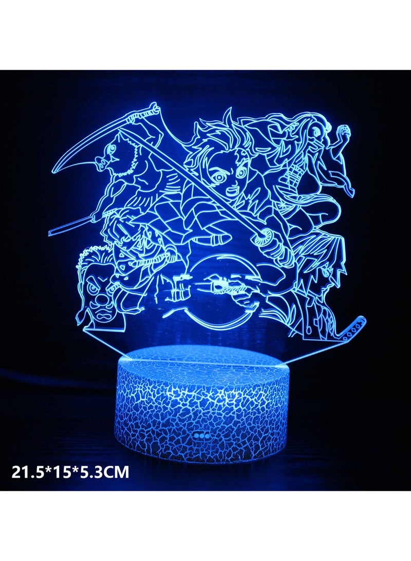 الرسوم المتحركة سلسلة 3D ضوء الليل النمذجة مصباح LED البصرية ستيريو مصباح USB مصباح مكتباعيراك القاعدة سبعة ألوان + اللمسي الإبداعي (MY-2146) - Image 2