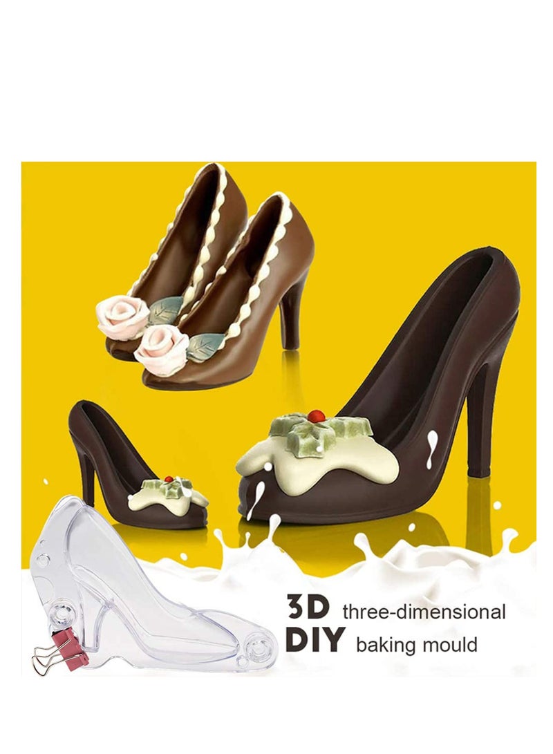 SYOSI Chocolate High Heels Shoe Mold Set, Polycarbonate Stiletto Heels, Candy Cake Fondant Mold, Wedding Bridal Shower Favors Birthday Party Cake Decorating Tools Large Size Flat High Heel - Image 4