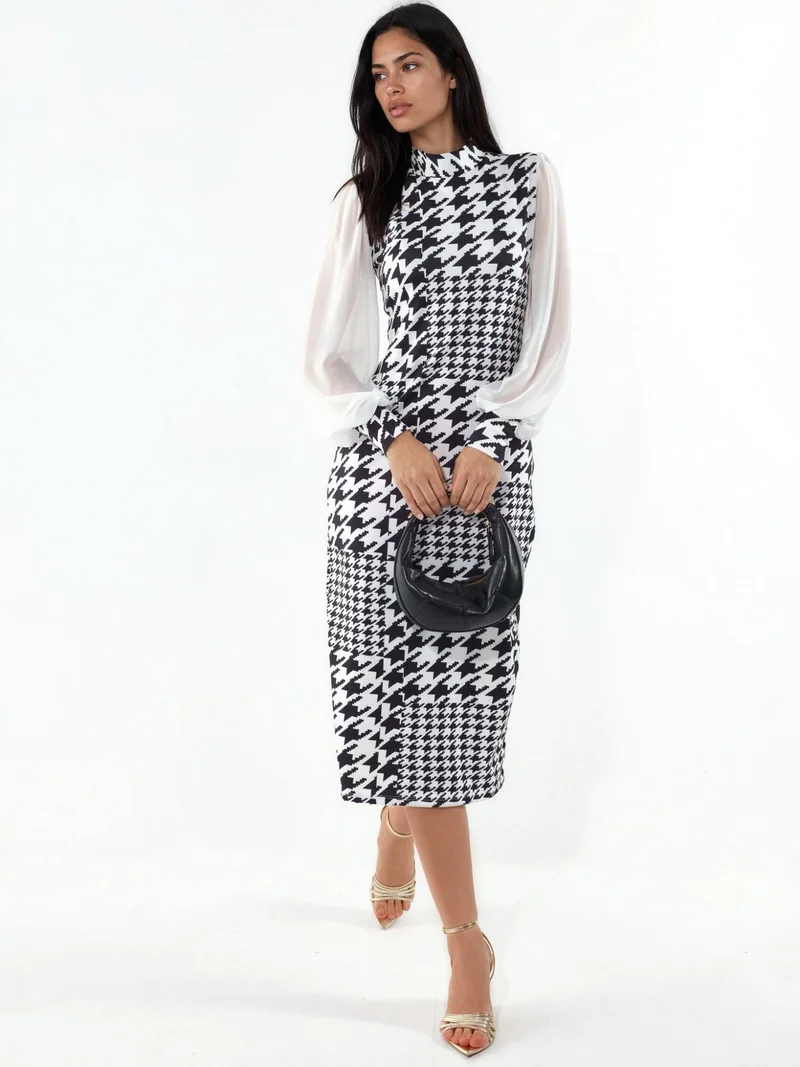 Jennyfer Geometric Bodycon Midi Dress