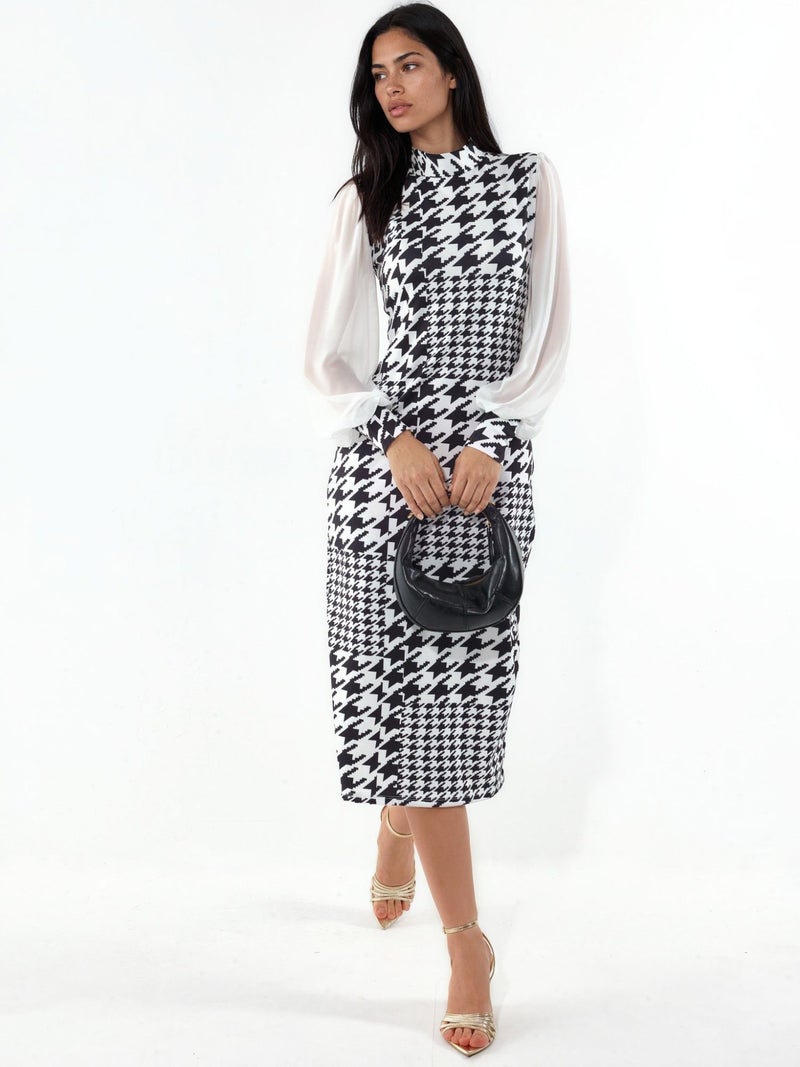 Jennyfer Geometric Bodycon Midi Dress - Image 1