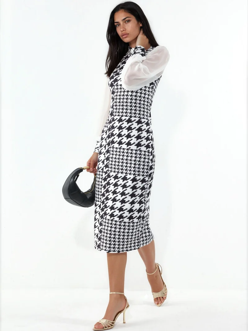 Jennyfer Geometric Bodycon Midi Dress